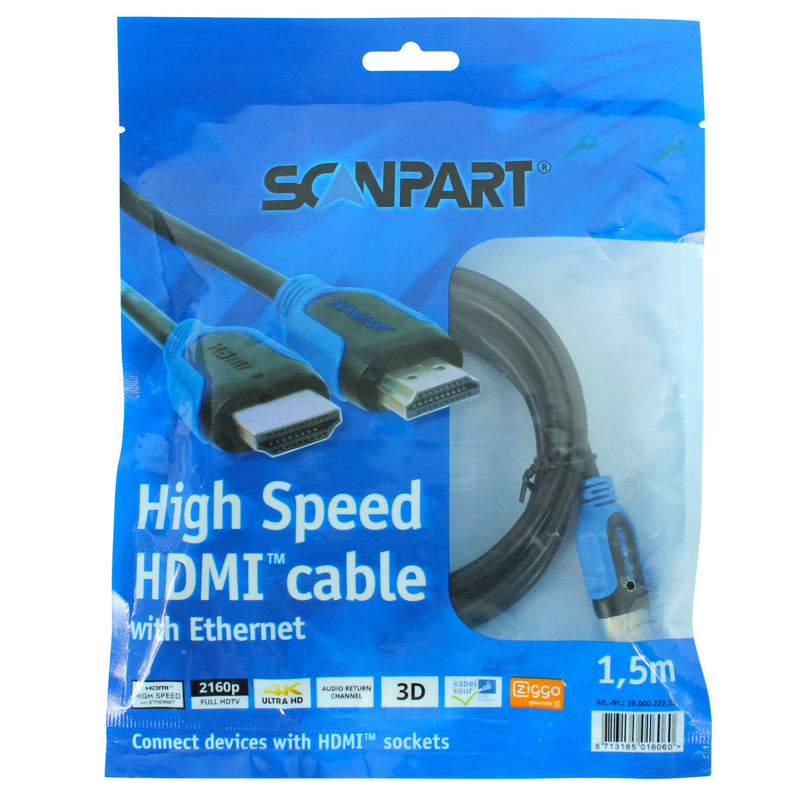 Load image into Gallery viewer, Scanpart hdmi kabel blauw 1,5m