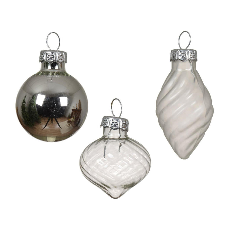 Afbeelding laden in galerijviewer, Decoris kerstballlen mix zilverkleurig van glas dia 3cm 9-delig