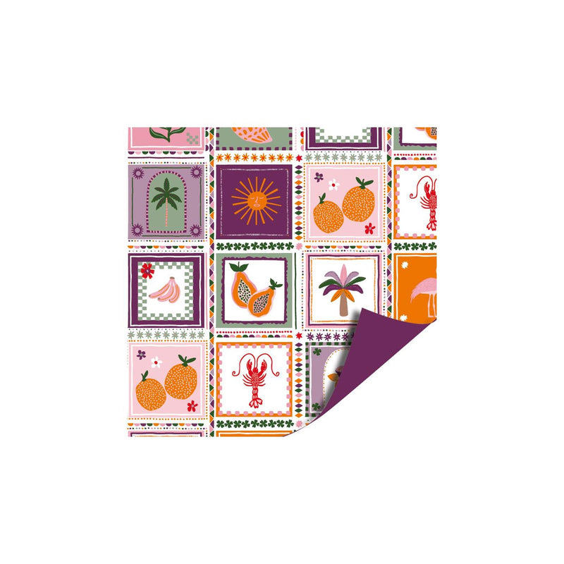 Load image into Gallery viewer, Kassaplan coated cadeaupapier dubbelzijdig 50cm 100m - bohemian summer paars