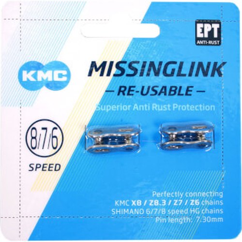 Load image into Gallery viewer, KMC missingLink 7 8R EPT fietsslot 7,3mm zilver