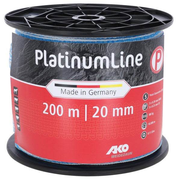 Load image into Gallery viewer, Ako platinumline schriklint 20 mm witblauw 200m