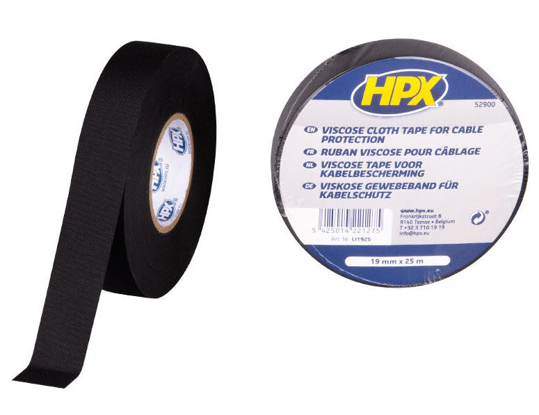 Afbeelding laden in galerijviewer, Hpx producten kabelbeschermingstape linnen zwart 19mm 25 mtr