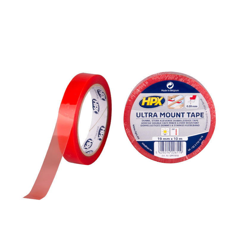 Afbeelding laden in galerijviewer, Hpx producten dubbelzijdig tape ultra mount transparant 19mm x 10m