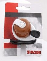 Load image into Gallery viewer, Simson fietsbel Allure bruin-wit op kaart
