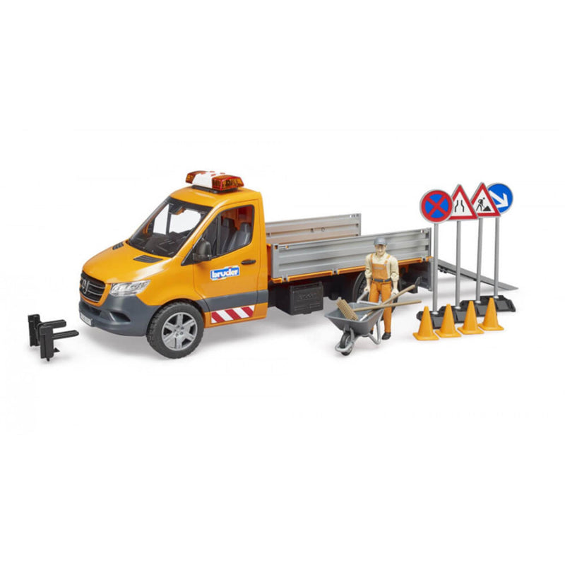 Load image into Gallery viewer, Bruder mercedes-benz sprinter wegenbouw + figuur en accessoires
