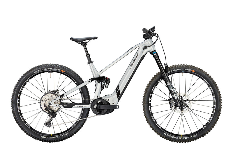 Afbeelding laden in galerijviewer, Conway elektrische mtb full-suspension xyron s 5.9 mod. 24 ebike conw. xyron s 5.9 29 40 full sus.sil. black