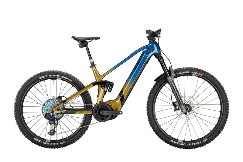 Afbeelding laden in galerijviewer, Conway elektrische mtb full-suspension xyron s 9.9 mx carbon mod. 23 ebike conw. xyron s 9.9 29 49 full sus. blue br.