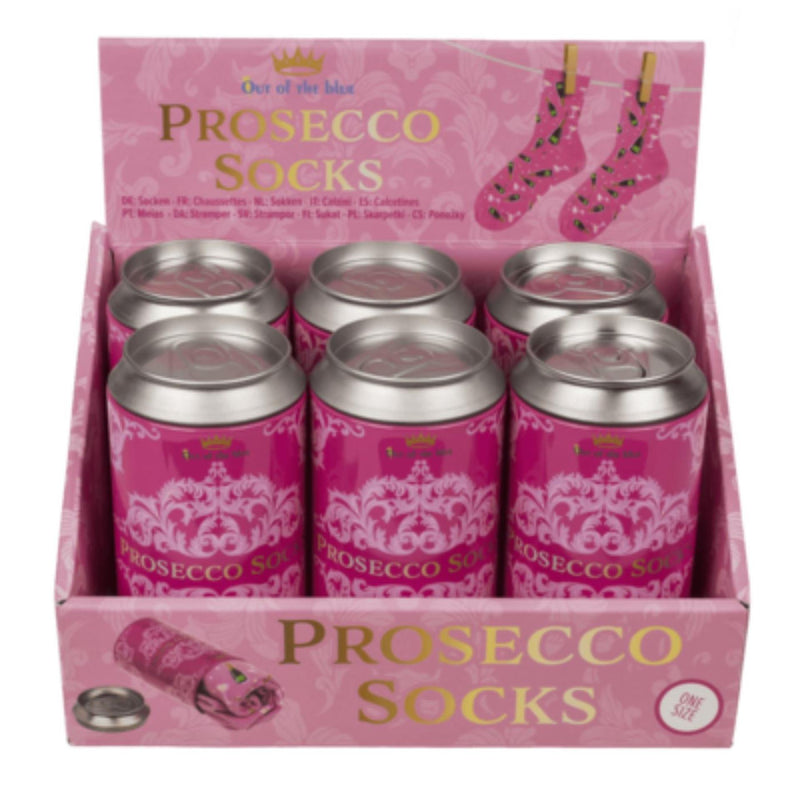 Load image into Gallery viewer, Out of the blue prosecco sokken in blikje