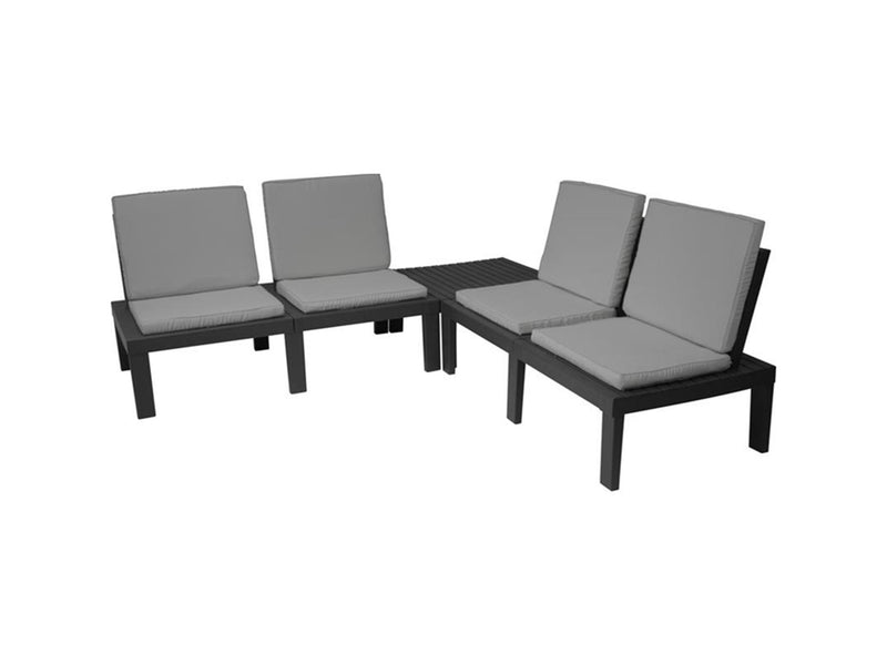 Load image into Gallery viewer, Pro garden tuinset molok 5-delig grijs met grijze kussens, voor 4 personen.