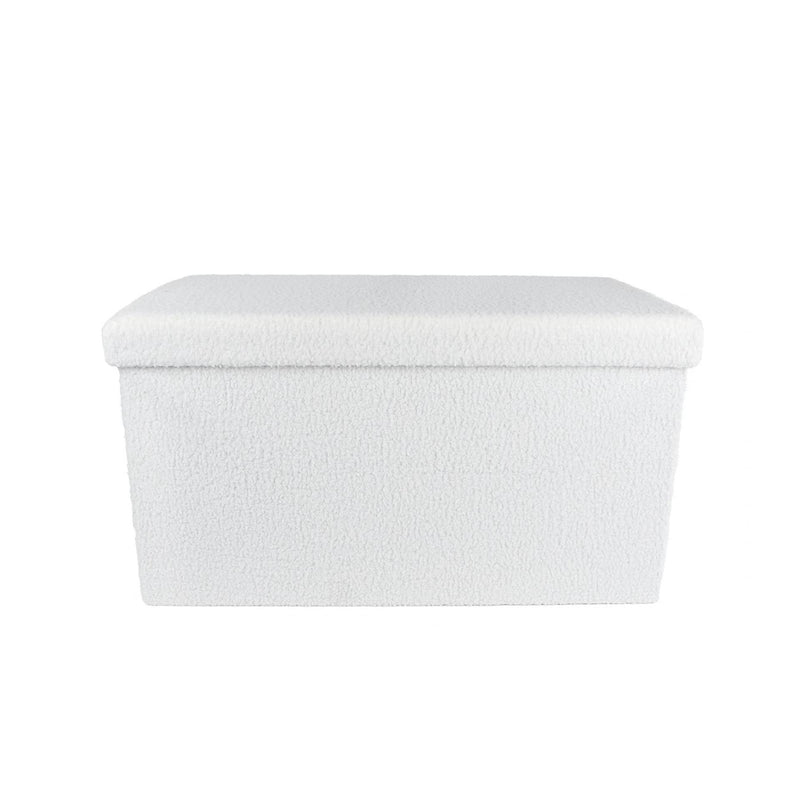 Load image into Gallery viewer, Opbergbank rinske inklapbaar creme hout bouclã© 70x38x38cm