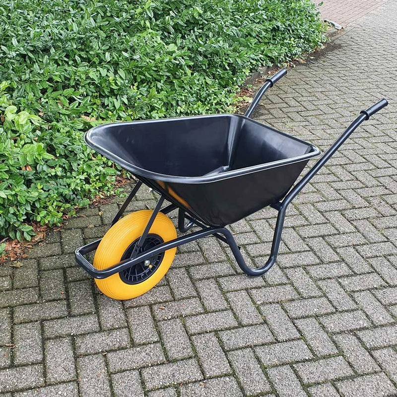 Afbeelding laden in galerijviewer, Mm producten kruiwagen 85l kunstst bak zwart gedemonteerd nml wiel 1