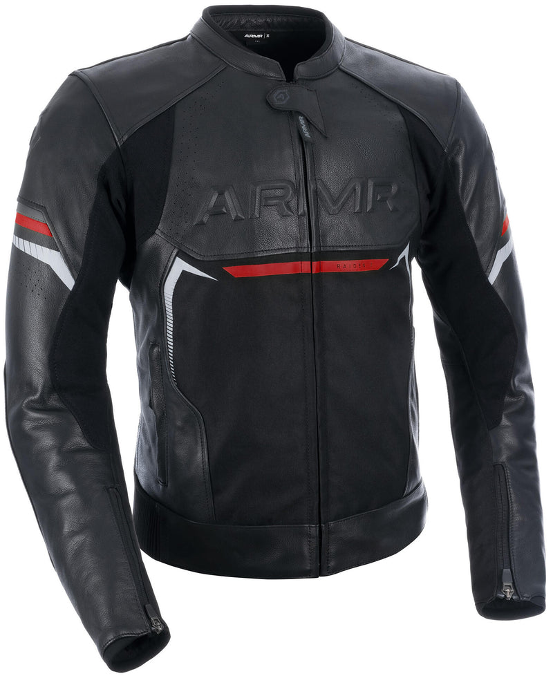 Load image into Gallery viewer, Armr leren jas raiden 3.0 leather jacket raide 3.0 ms black red gr. xl