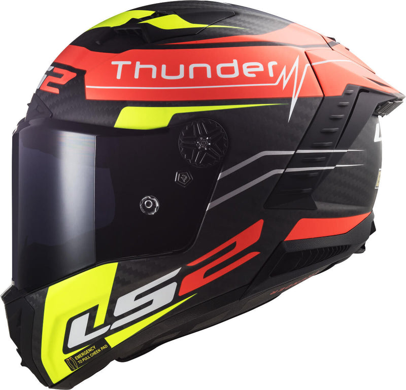 Afbeelding laden in galerijviewer, Ls2 integraalhelm „ff805 thunder carbon black attack” helmet ff805 th.ca.bl att. xxl bl. red yel.