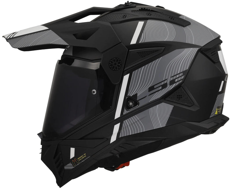 Load image into Gallery viewer, Ls2 endurohelm mx702 pioneer ii hill helmet mx702 pioneer ii hill m. bw ws gr. m