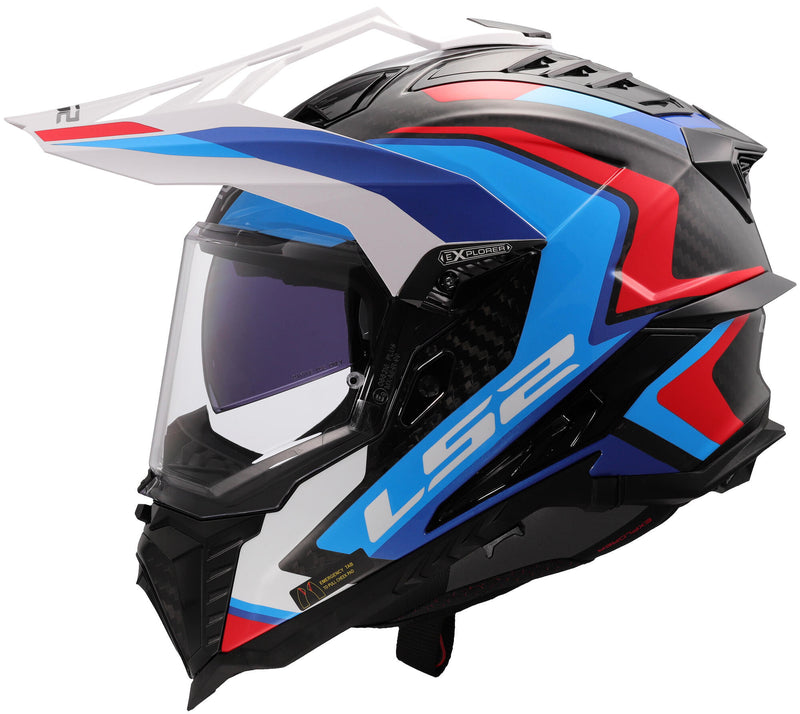 Load image into Gallery viewer, Ls2 endurohelm mx701 explorer carbon frontier ii helmet explorer carbo frontier ii white blue s