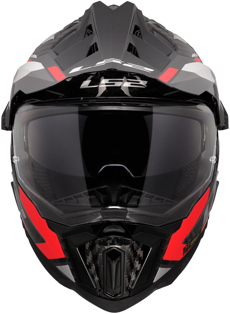Load image into Gallery viewer, Ls2 endurohelm mx701 explorer carbon frontier ii helmet mx701 expl. car.fr.ii m red black
