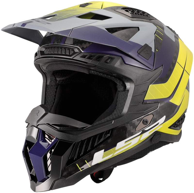 Load image into Gallery viewer, Ls2 crosshelm mx703 x-force galuo , ademend en hypoallergeen. helmet x-force galuo gray neon yellow size xl