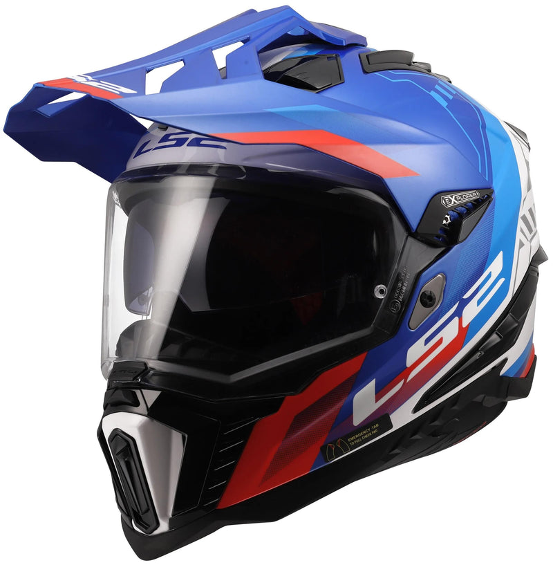 Load image into Gallery viewer, Ls2 endurohelm mx701 explorer hexa helmet mx701 explorer hexa white blue red l