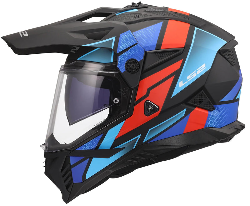 Afbeelding laden in galerijviewer, Ls2 endurohelm mx702 pioneer ii block helmet mx702 pioneer block matt black red blue