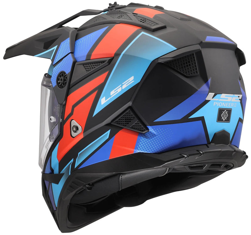 Load image into Gallery viewer, Ls2 endurohelm mx702 pioneer ii block helmet mx702 pioneer block matt bw red bl. xxl