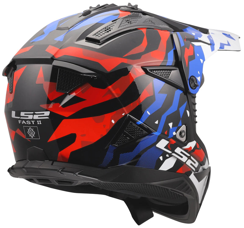 Load image into Gallery viewer, Ls2 crosshelm mx708 fast ii grotesk helmet mx708 fast ii grotesque white bl red xx