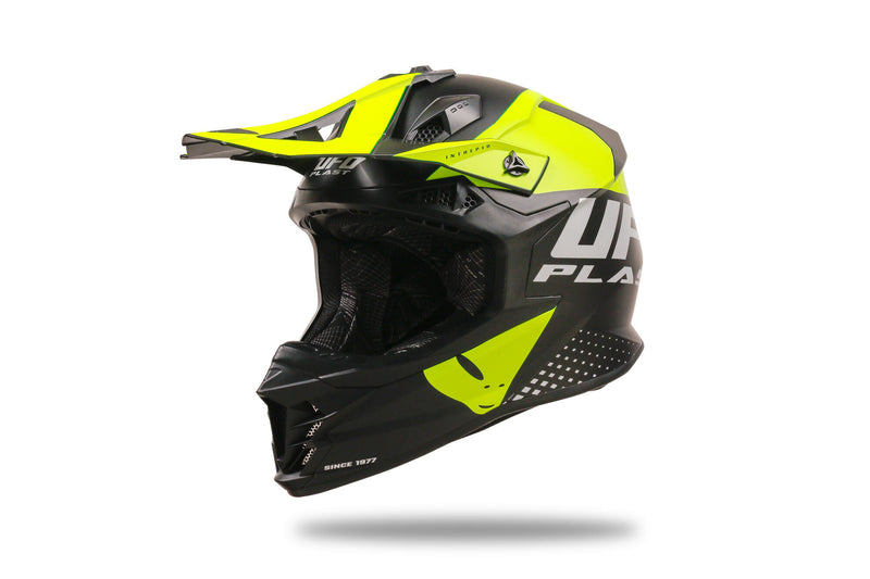 Load image into Gallery viewer, Ufo plast crosshelm intrepid helmet interpid s black yellow