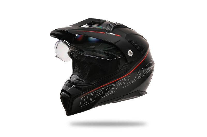 Load image into Gallery viewer, Ufo plast endurohelm aries helmet aries xs black red