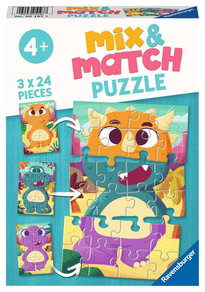 Load image into Gallery viewer, Ravensburger mix match puzzel dino's 24s