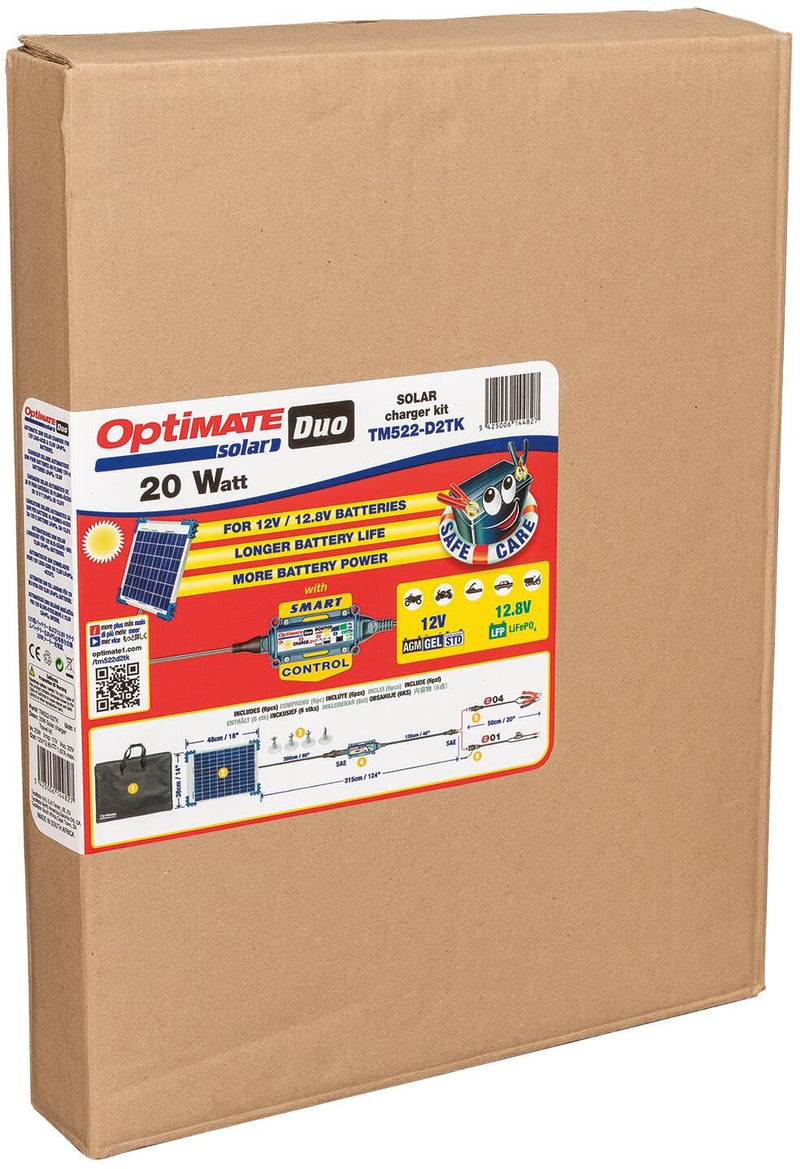 Load image into Gallery viewer, Tecmate acculader optimate solar duo 20w travel kit optimate charger solar duo 20w