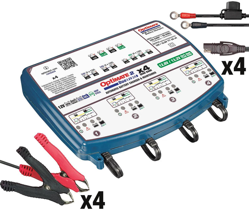 Load image into Gallery viewer, Tecmate batterieladegerät optimate 2 duo optimate 2 charger duo 4er bank