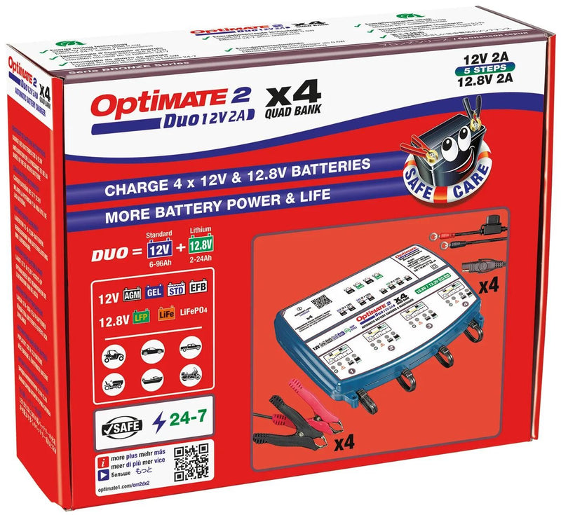 Load image into Gallery viewer, Tecmate batterieladegerät optimate 2 duo optimate 2 charger duo 4er bank