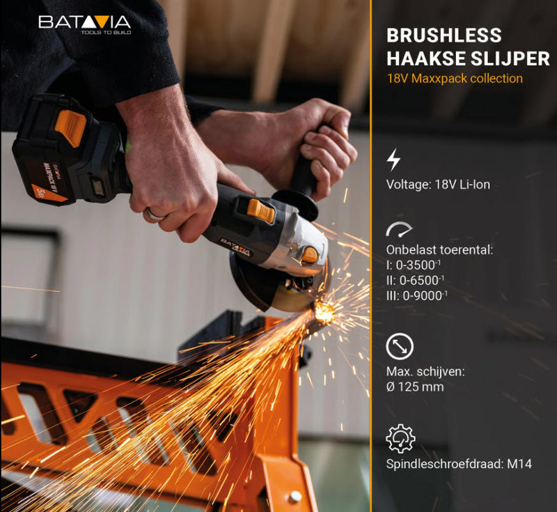 Load image into Gallery viewer, Batavia producten maxxpack 18v accu haakseslijper 125mm brushles body