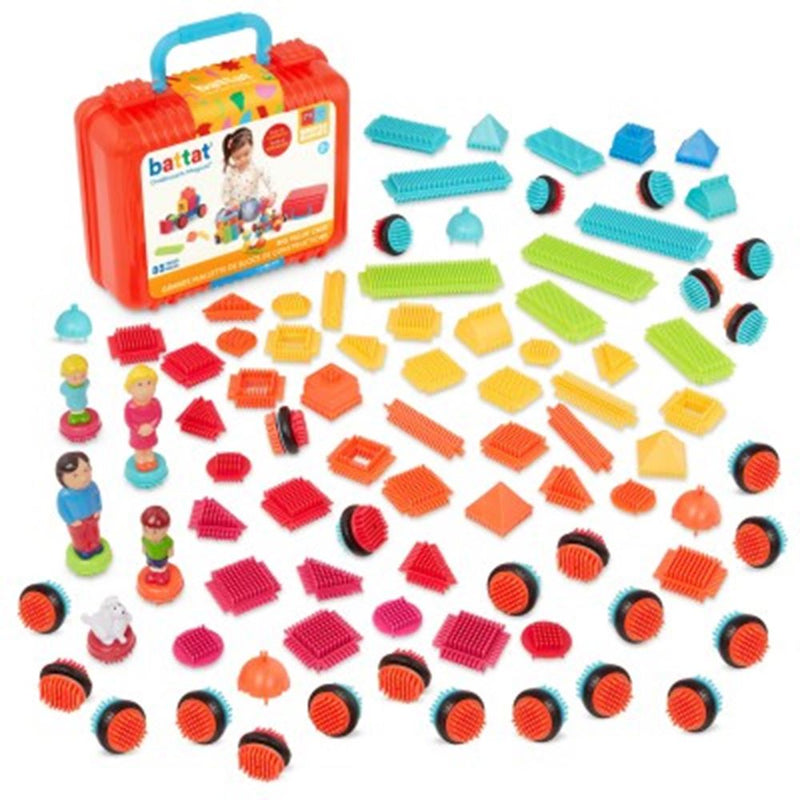 Load image into Gallery viewer, Bristle blocks koffer met familie figuren en huisdier met 85 stuks