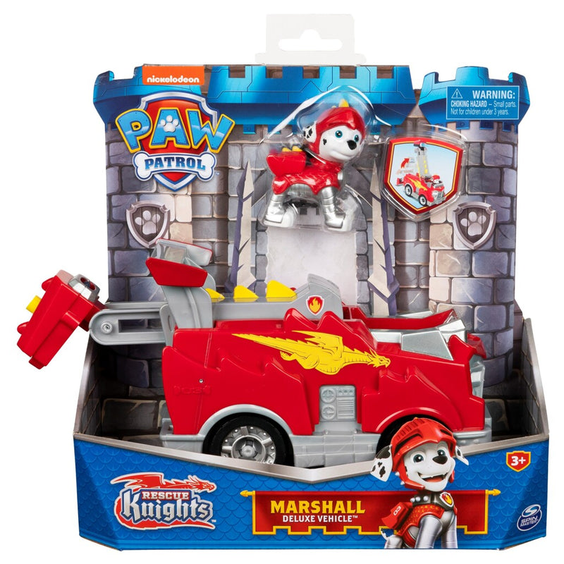 Afbeelding laden in galerijviewer, Paw Patrol Rescue Knights Marshall + Deluxe Voertuig