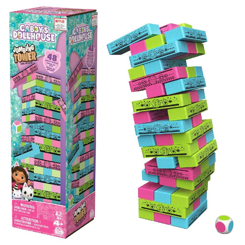 Load image into Gallery viewer, Spin master gabby #039;s dollhouse jumbling tower blokkentoren spel met 48 houten blokjes
