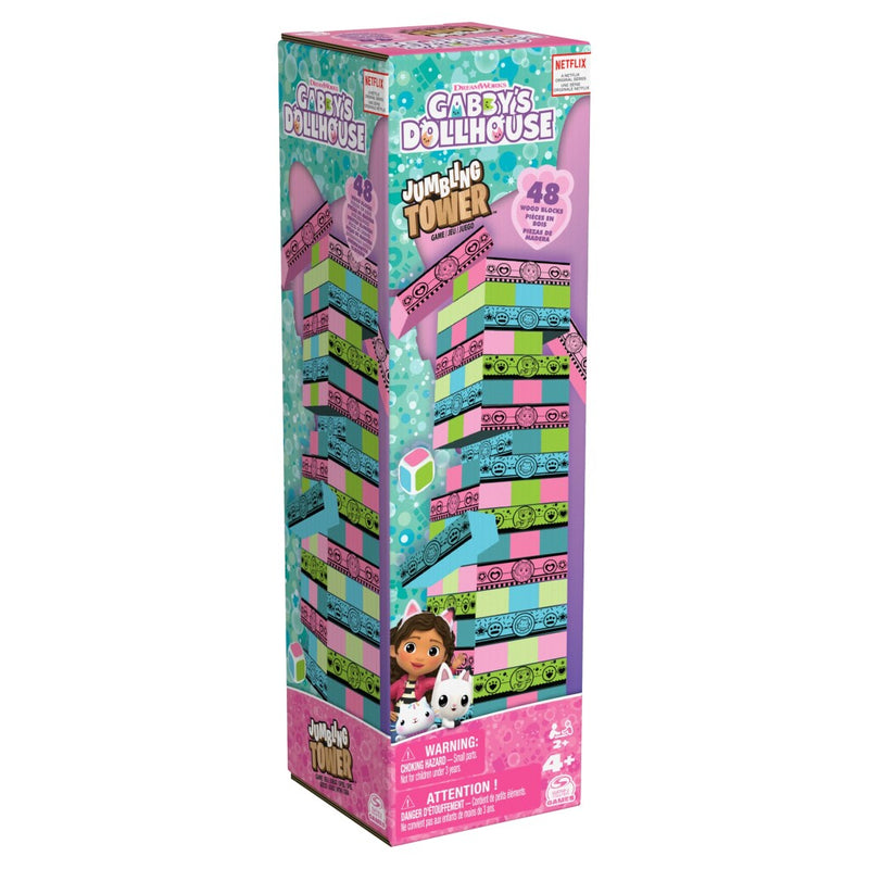 Load image into Gallery viewer, Spin master gabby #039;s dollhouse jumbling tower blokkentoren spel met 48 houten blokjes