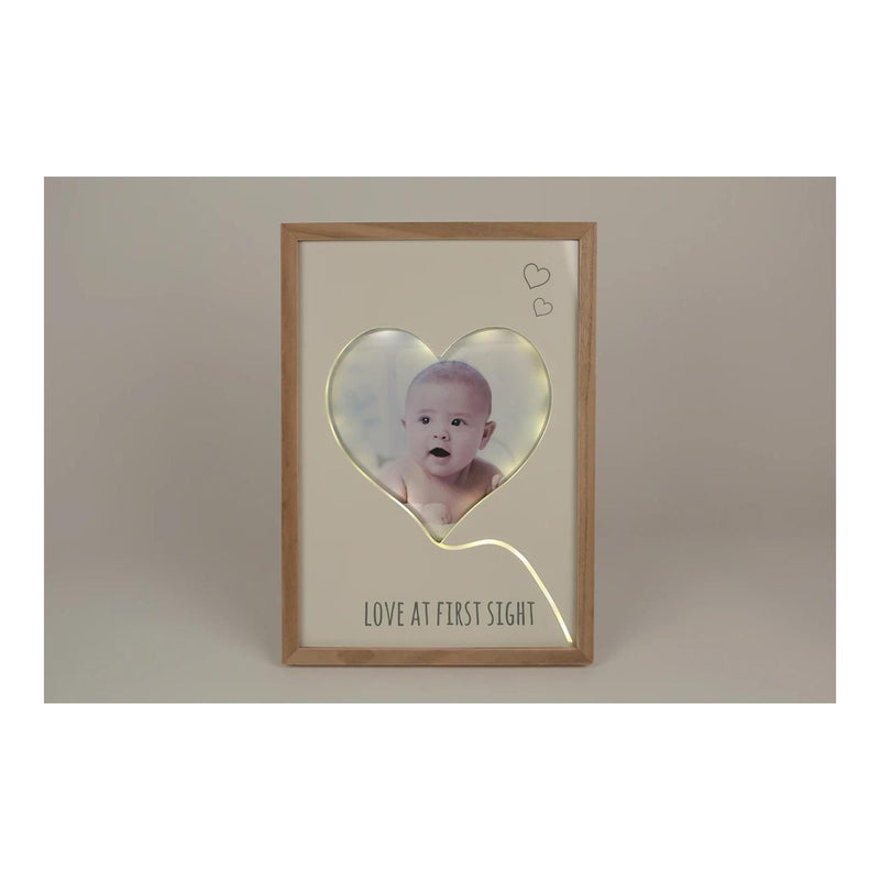 Load image into Gallery viewer, Fotolijst love first sight m led beige l.bruin hout 28x40x2cm
