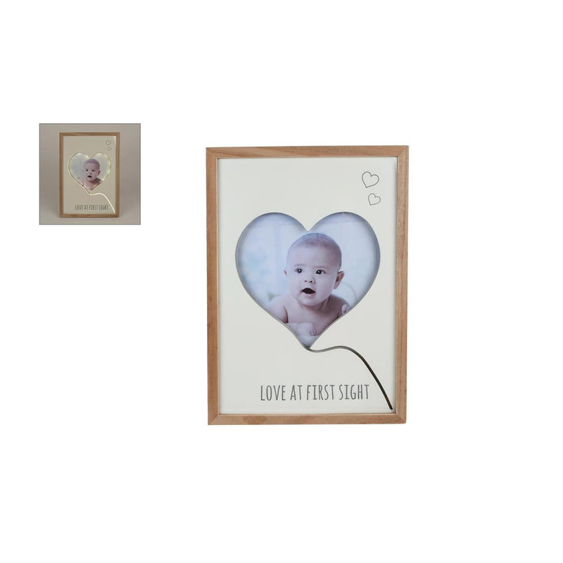 Load image into Gallery viewer, Fotolijst love first sight m led beige l.bruin hout 28x40x2cm