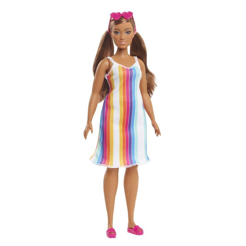 Load image into Gallery viewer, Barbie loves the ocean pop regenboogjurk