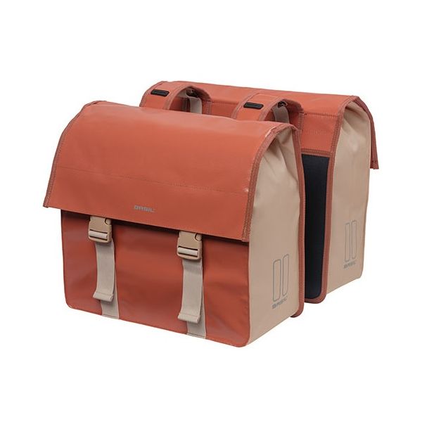Load image into Gallery viewer, Basil Urban Load dubbele fietstas, rood, waterdicht, 48-53L