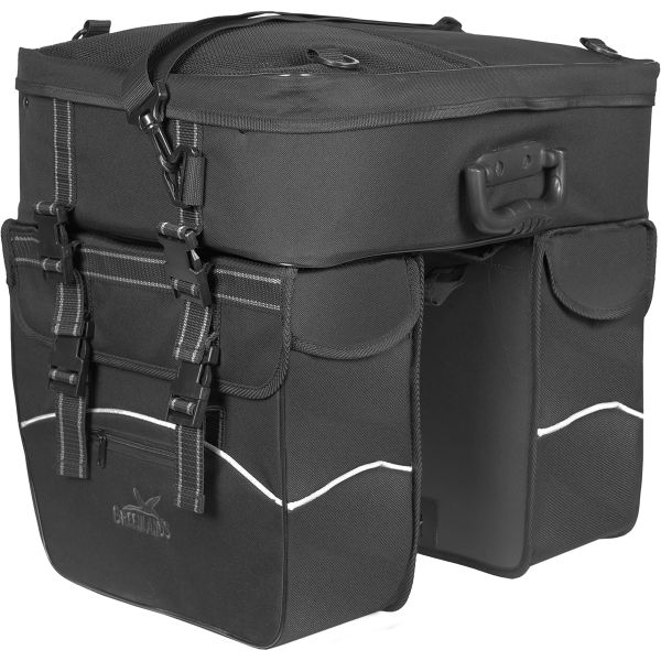 Load image into Gallery viewer, Greenlands dubbele fietstas touring 600d polyester 25 liter 35 x 47 x 15 cm - zwart met reflectie