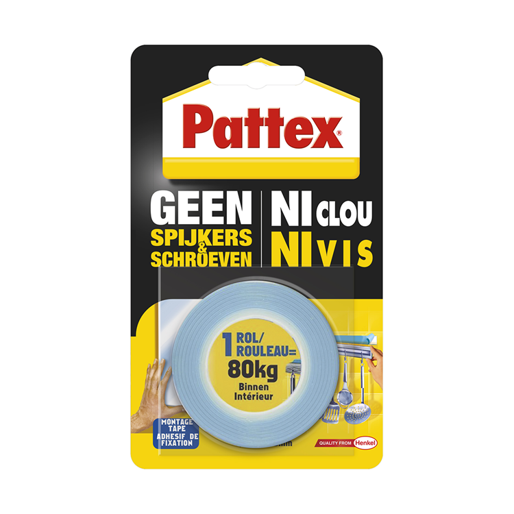 Afbeelding laden in galerijviewer, Pattex montagetape dubbelzijdig 80kg | voor binnen gebruik| 1.5m dubbel montage tape | dubbelzijdige plak-tape.