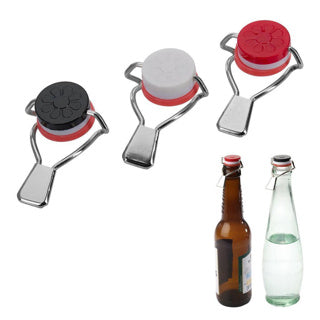 Load image into Gallery viewer, Westmark set van 3 flessendoppen met siliconenafdichting, staal, rood wit zwart, 44402270