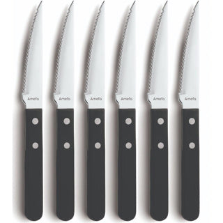 Load image into Gallery viewer, Amefa pizza steak messenset 6-delig zwart