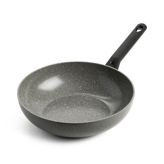 Load image into Gallery viewer, Bk granite ceramic keramische wokpan 28cm - 3.7l - inductie wokpan - zonder deksel - ovenbestendig tot 160 graden - koudgreep - pfas-vrij - grijs