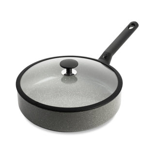 Load image into Gallery viewer, Bk granite ceramic keramische hapjespan 28cm – 4.2l – inductie hapjespan – met deksel – ovenbestendig tot 160 graden – koudgreep – pfas‑vrij – grijs