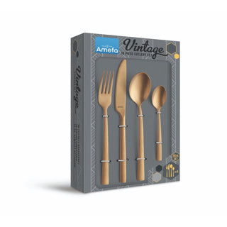 Load image into Gallery viewer, Amefa manille vintage - goud - 16 delige bestekset - 4 persoons - rvs - vaatwasmachinebestendig - 18 0