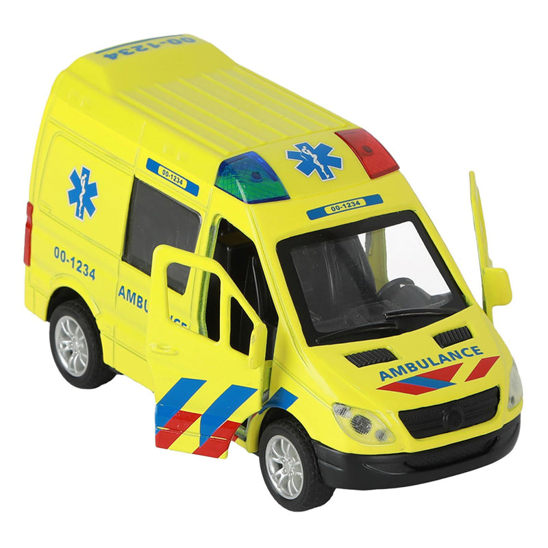Afbeelding laden in galerijviewer, 112 pull-back ambulance bus 1:34 + licht en geluid