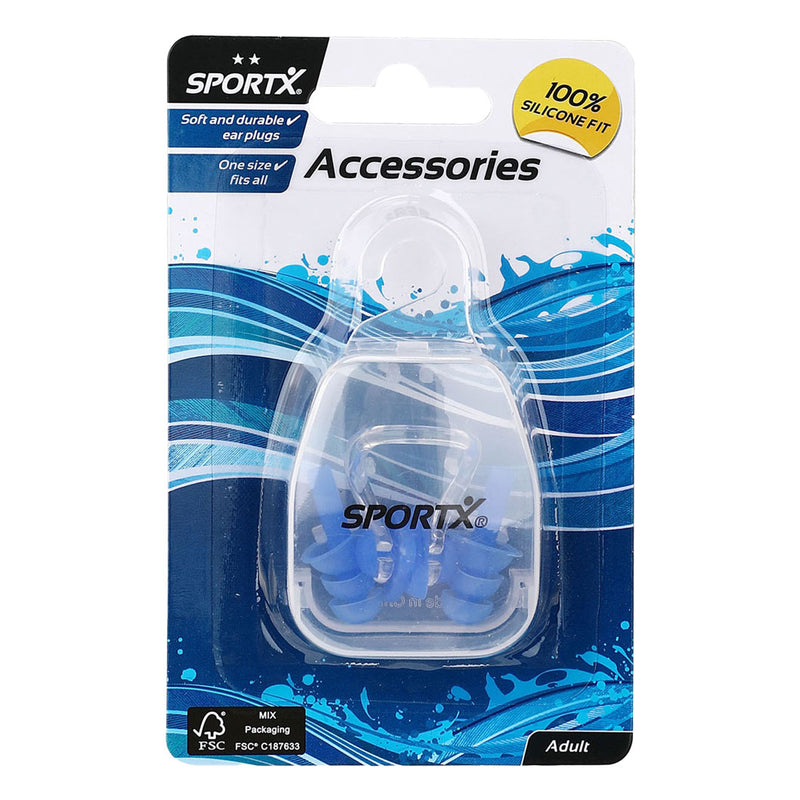 Load image into Gallery viewer, Sportx volwassenen neusclip en oordoppen 2 sterren blauw