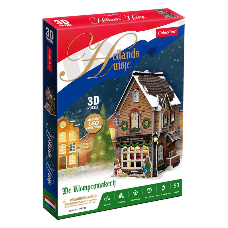Load image into Gallery viewer, Cubic fun 3d puzzel klompenmakerij led verlichting kerstdorp speelgoed.